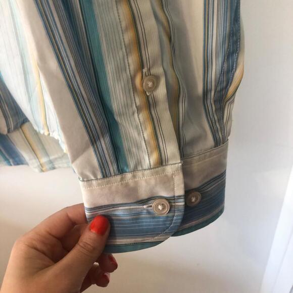 Tommy Bahama Large Button Down‎ Striped Men's Shirt Blue and White - Picture 5 of 8